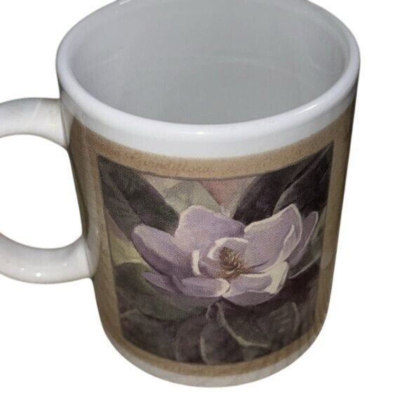 Magnolia Grandiflora Ceramic Coffee Mug Set Of 2 By Thirstystone 2000 White & Be - Picture 2 of 7